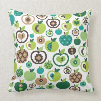 Cute apple retro pattern flower design throw pillows