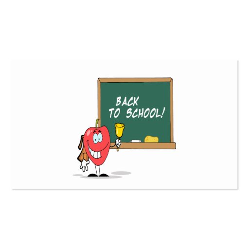 cute apple with back to school chalkboard cartoon business card templates (back side)