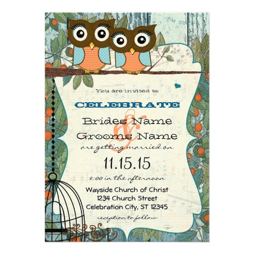 Cute Aqua Blue Owl Marry My Best Friend Wedding Invites