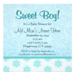 Cute Aqua Blue Stars Boy Baby Shower B461 invitations