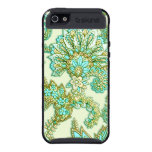 Cute Aqua Gold Paisley Floral Pattern Cases For iPhone 5