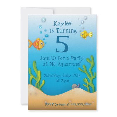 cute aquarium fishy birthday party personalized announcements Zazzle_invitation