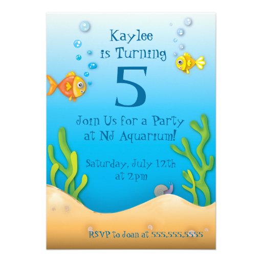cute aquarium fishy birthday party personalized announcements