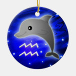 Cute Aquarius Zodiac Christmas Ornament