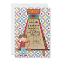 Cute Arcade Skee Ball Girls Birthday Invitation