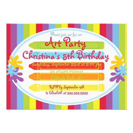 Cute Art & Craft Party Birthday Invitations