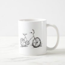 Cute Artistic Bike Drawing Coffee Mugs
