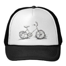 Cute Artistic Bike Drawing Mesh Hats