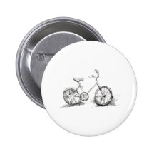 Cute Artistic Bike Drawing Pinback Buttons
