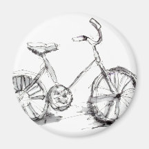 Cute Artistic Bike Drawing Refrigerator Magnet