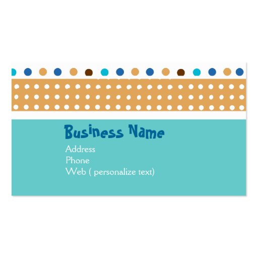 Cute Artistic Whimsical Polkadots Business Cards (front side)