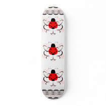 Cute Artsy Heart Ladybug Skateboard Deck