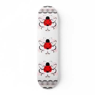 Cute Artsy Heart Ladybug Skateboard Deck by bugspot