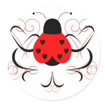 Cute Artsy Heart Ladybug Sticker