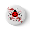 Cute Artsy Love Bug Heart Ladybug Button