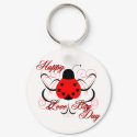Cute Artsy Love Bug Heart Ladybug Keychain