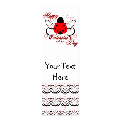 Cute Artsy Valentine Heart Ladybug Bookmark Business Card Templates