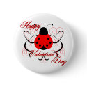 Cute Artsy Valentine Heart Ladybug Button