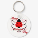 Cute Artsy Valentine Heart Ladybug Keychain