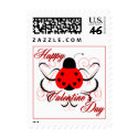 Cute Artsy Valentine Heart Ladybug Postage Stamp