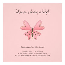 Cute as a Bug · Pink & Brown Butterfly Invitation