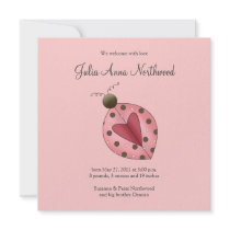 Cute as a Bug · Pink & Brown Ladybug invitations