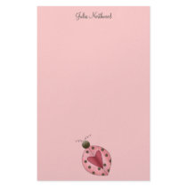Cute as a Bug · Pink & Brown Ladybug Stationery Paper