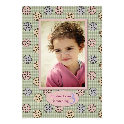Cute as a Button Birthday Party Invitation