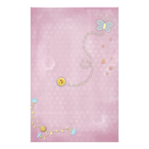 cute as a button butterfly customized stationery