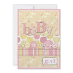 Cute as a Button Girl Invitation Card