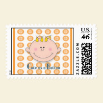 Cute as a Button Orange Stamp