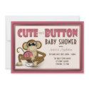 Cute as a Button Pink Baby Shower Invitation invitation