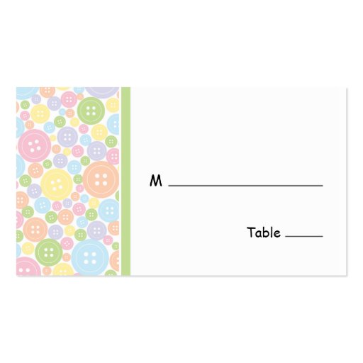 Cute as a Button | Table Seating Card Business Card (front side)