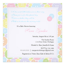 Cute as a Button Twins Baby Shower Invitation