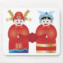 Cute Asian Wedding Couple Mousepad