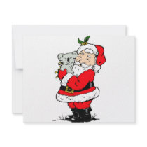 Cute Australian Christmas Santa with koala invitations