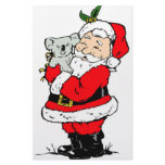 Cute Australian Christmas Santa with koala Personalized Stationery