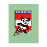 This cute cycling panda stands in front of an Austrian flag with his bike. This original design makes a perfect gift for bicycling fanatics in Austria. Great for everyone who loves cute pandas and biking.