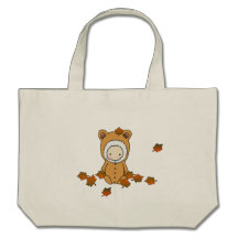 Cute Autumn Baby in Falling Leaves Tote Tote Bags