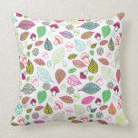 Cute autumn doodle leaf flower retro pattern throw pillows