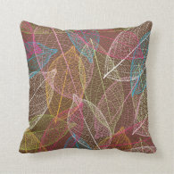 Cute autumn doodle leaf nerve retro pattern pillows