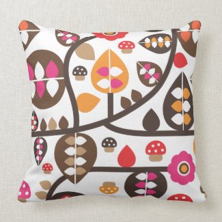 Cute autumn flower leaf toad retro pattern mojo_throwpillow