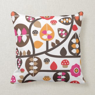 Cute autumn flower leaf toad retro pattern pillow