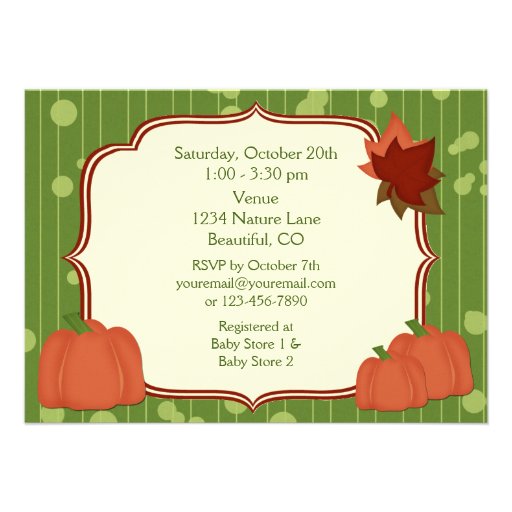 Cute Autumn Pumpkin Neutral Baby Shower Invitation