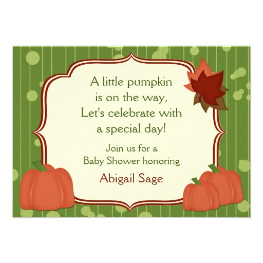 Cute Autumn Pumpkin Neutral Baby Shower Invitation (front side)