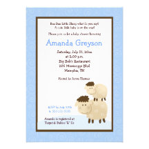 Cute Baa Baa Sheep 5x7 Baby Shower Invite Blue