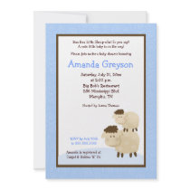 Cute Baa Baa Sheep 5x7 Baby Shower Invite Blue