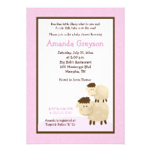 Cute Baa Baa Sheep 5x7 Baby Shower Invite Pink