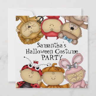 Cute Babies Halloween Costume Party Announcements