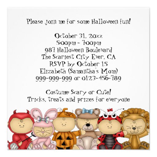 Cute Babies Halloween Costume Party Announcements